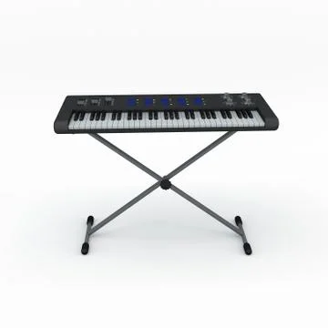 Synthesizer. Isolated on white background. 3D rendering illustration. Illustrazione stock