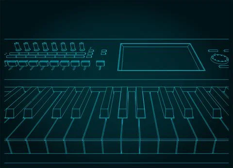 Synthesizer keyboard close-up Stock Illustration