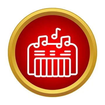Synthesizer keyboard music notes playing icon concept Stock Illustration