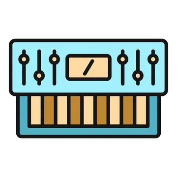 Synthesizer keyboard panel with sound controls icon Stock Illustration