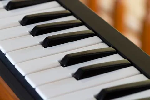 Synthesizer keys close up Stock Photos