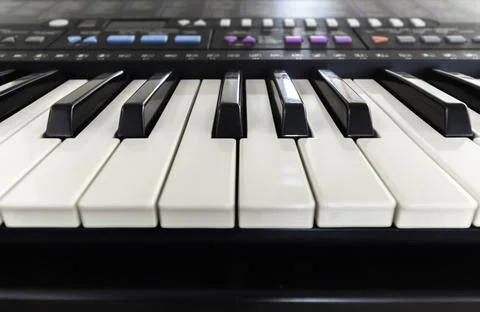 Synthesizer keys close up Stock Photos