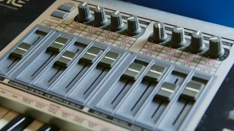 Synthesizer Sliders, Knobs and Keys Stock Footage 260471952