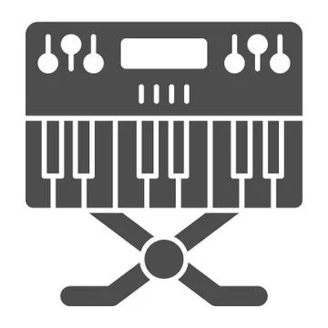 Synthesizer solid icon, Sound design concept, synth sign on white background Illustrazione stock