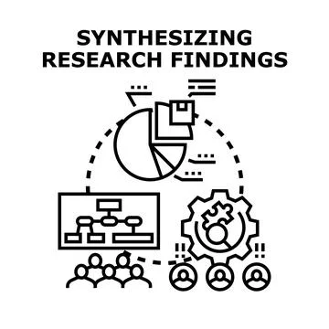 Synthesizing research findings data analysis and strategy Stock Illustration