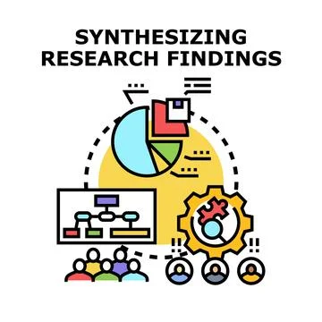 Synthesizing research findings data analysis and strategy Stock Illustration