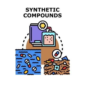 Synthetic compounds production, usage, and pollution lifecycle Stock Illustration