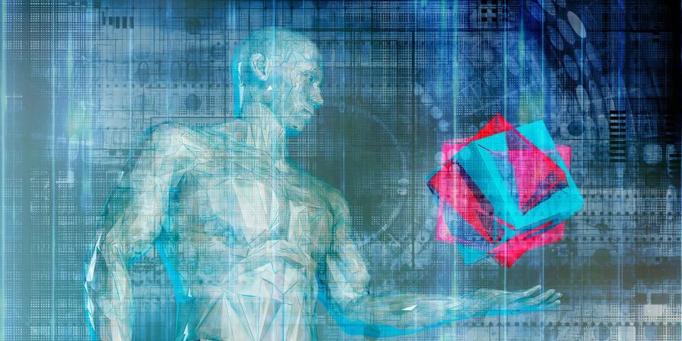 Synthetic Consciousness Development Through Computational Neural Modeling Stock Illustration