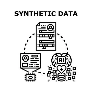 Synthetic data analyzing artificial intelligence development process 스톡 일러스트