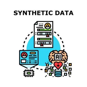 Synthetic data analyzing artificial intelligence development process イラスト素材