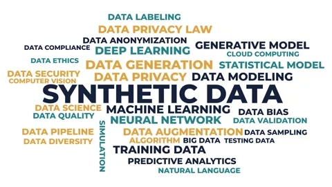 Synthetic Data Animated Word Cloud - Technology Concept Stock Footage 346718633
