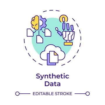 Synthetic data multi color concept icon Stock Illustration