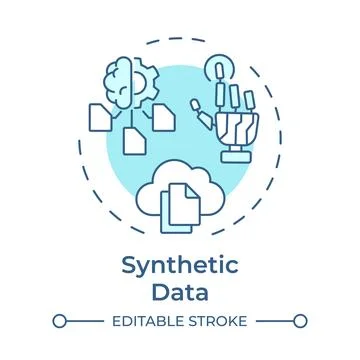 Synthetic data soft blue concept icon Stockillustratie