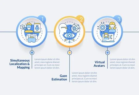 Synthetic data solutions for metaverse circle infographic template Stock Illustration