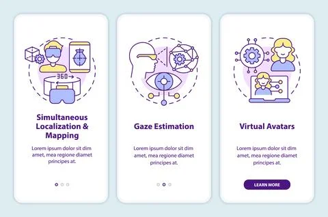 Synthetic data solutions for metaverse onboarding mobile app screen Stock Illustration