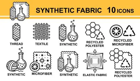 Synthetic fabric textile elastic polyester microfiber sewing cloth material icon Stock Illustration