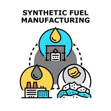 Synthetic fuel manufacturing process producing alternative energy Stock Illustration