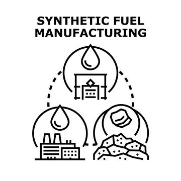 Synthetic fuel manufacturing process producing alternative energy Stock Illustration