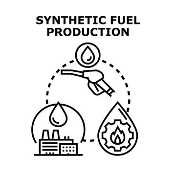 Synthetic fuel production cycle process vector illustration Stock Illustration
