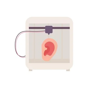 A synthetic organ. ear .3D printer, bioprinting, prosthetics. Medical printin Stock Illustration