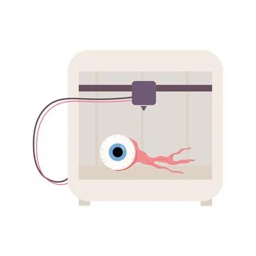 A synthetic organ. eye. 3D printer, bioprinting, prosthetics. Medical printin Stock Illustration