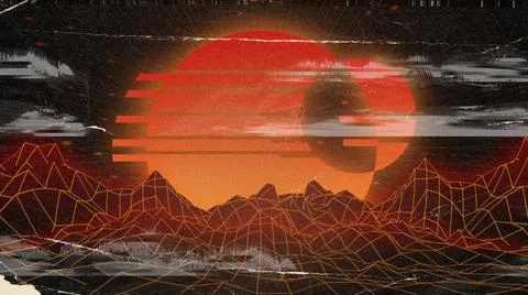 Synthwave Background 库存插图