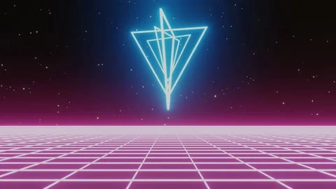 Synthwave Background Video, Retro 80s, Abstract Triangle Star Motion Background Stock Footage 232386846