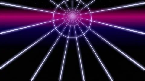 Synthwave circle tunnel Retro Background 3d render Stock Footage 155209014