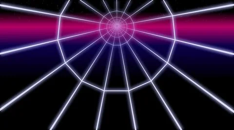 Synthwave circle tunnel Retro Background 3d render Stock Illustration