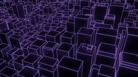 Synthwave city downtown background seamless loop Stock Footage 138950921
