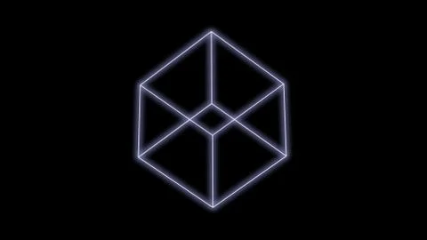 Synthwave cube on a Black Background 3d render Stock Illustration