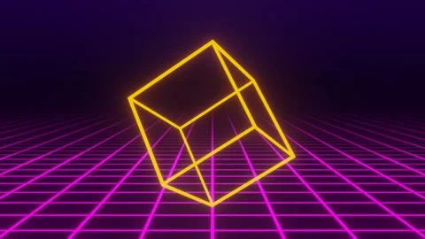 Synthwave Cube VJ Loop Stock Footage 255257054