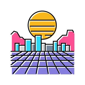 Synthwave cyberpunk color icon vector illustration Stock Illustration