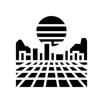Synthwave cyberpunk glyph icon vector illustration Illustrazione stock