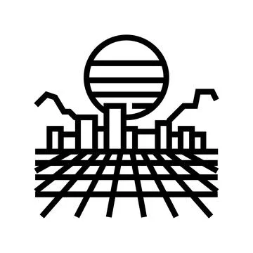 Synthwave cyberpunk line icon vector illustration Stock Illustration