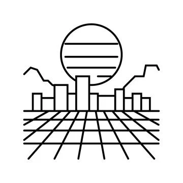 Synthwave cyberpunk line icon vector illustration Stock Illustration