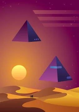Synthwave Desert Background Stock Illustration