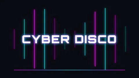 Synthwave disco glow text reveal with vibrant neon lines on dark abstract b.. Stock Footage 336889570