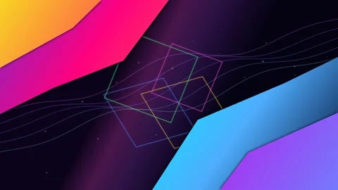 Synthwave Geometric Shapes And Flowing Wavy Lines Retro Futuristic Loop Stock Footage 340779436