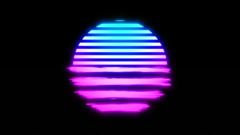 Synthwave Graphic Element, Dreamy Miami Night Of 90's, Futuristic Fantasy Sunset Stock-Footage 148939567