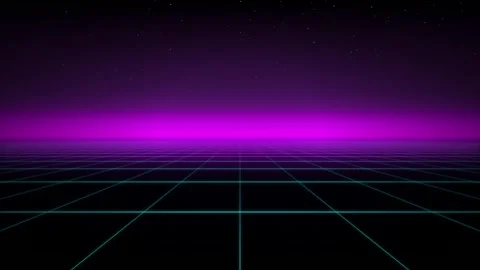 Synthwave grid retro futuristic landscape seamless loop motion Stock Footage 345182859