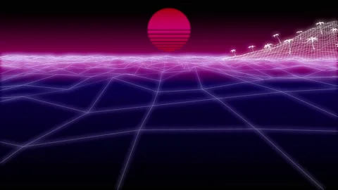 Synthwave island and a sun Background 3d render Stock Footage 150497075