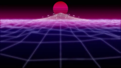 Synthwave island Retro Background 3d render Stock Footage 150233128