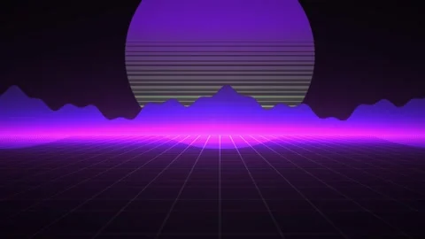 Synthwave landscape with purple neon light. Stock Footage 334542832