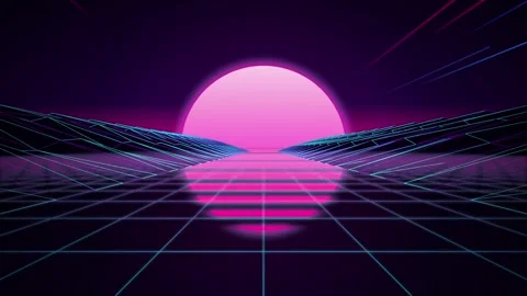 Synthwave neon grid road driving seamless loop motion background Stock Footage 346332182