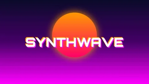 Synthwave Neon Logo Animation: Retro Vaporwave Music Visualizer Background Stock Footage 336880105
