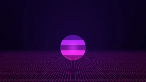 Synthwave neon wireframe grid floor moving forward seamless loop animation Stock Footage 347088414