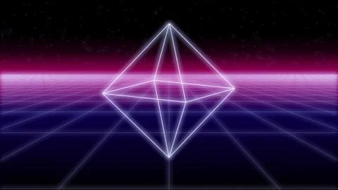 Synthwave prism on a Retro Background 3d render Stock Illustration