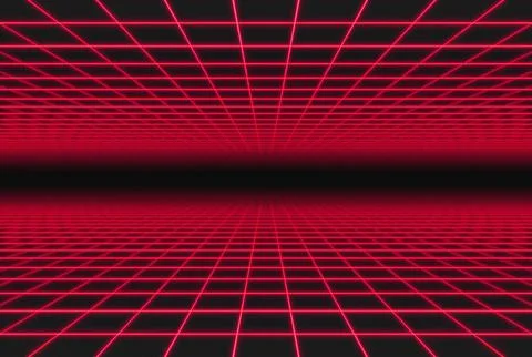 Synthwave red grid to the void Stock Illustration