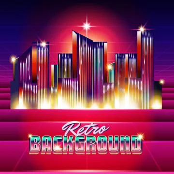 Synthwave Retro City Background Stock Illustration